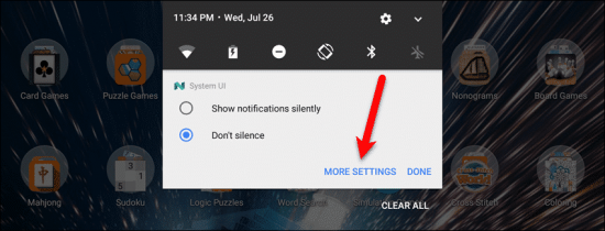 -Change notification settings directly on Notifications panel on Android