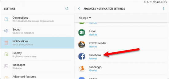 -Advanced Notification Settings on a Samsung device