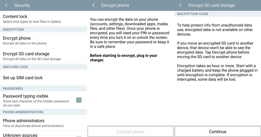 Encrypt Android options چگونه یک دستگاه اندرویدی را رمزگذاری کنیم؟