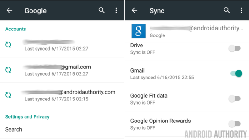 Android Accounts settings Google Sync 5 مشکل رایج سرویس جیمیل گوگل و راه حل برطرف کردن آن ها