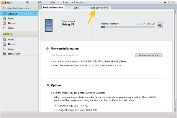kies3 backup restore tab راهنمای کامل Samsung Kies