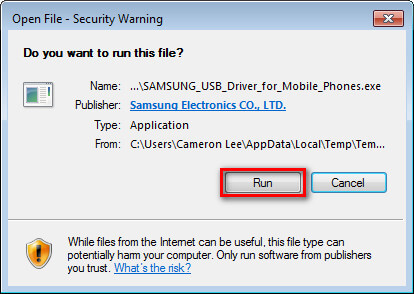 security warning samusng usb driver نحوه ی نصب USB Driver برای دستگاه های سامسونگ در ویندوز
