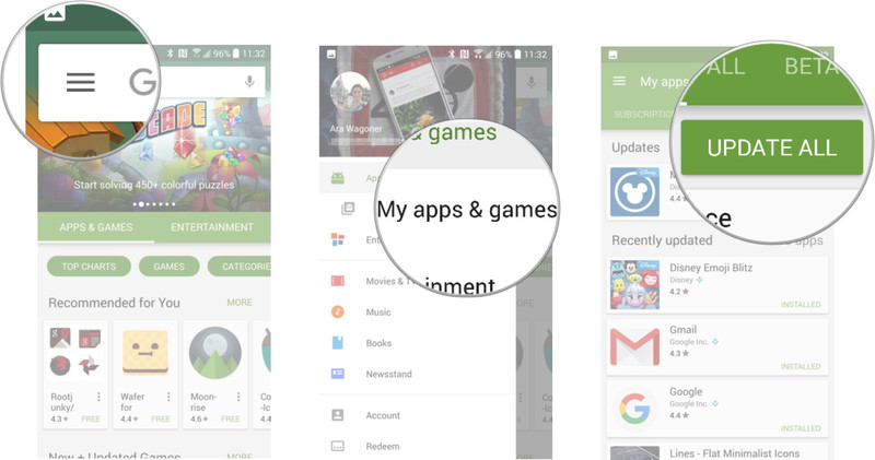 به روز رسانی برنامه ها و مدیریت برنامه ها در فروشگاه Google Play