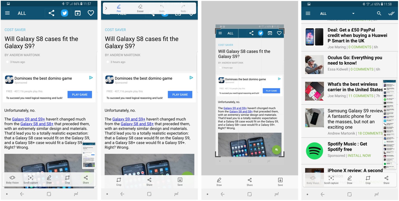 gs9 screenshot options screens آموزش گرفتن اسکرین شات در گوشی سامسونگ گلکسی S9