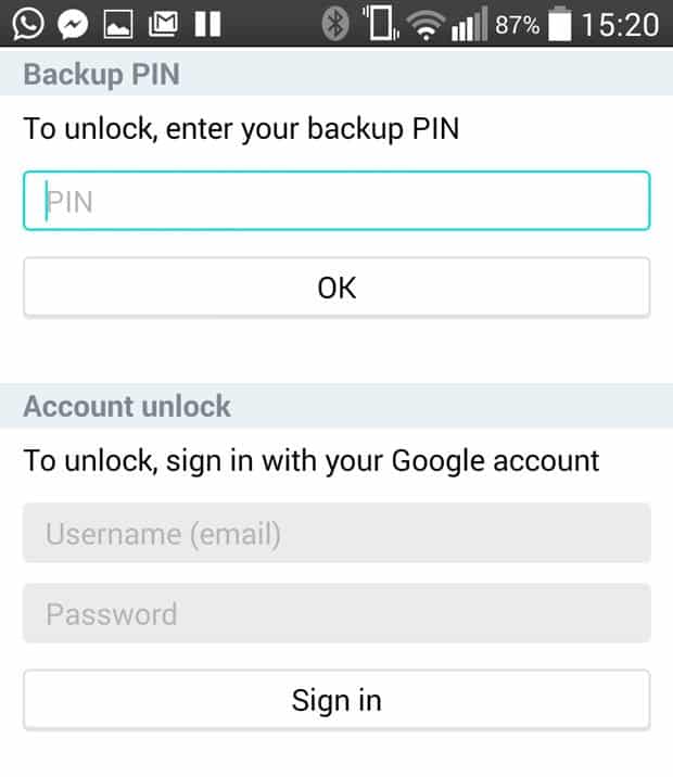 backup pin دور زدن رمز عبور، پین و الگوی قفل صفحه نمایش