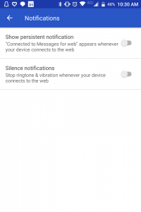 android messages for web notification setting ارسال پیام از کامپیوتر با Android Messages