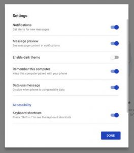 messages for web web settings ارسال پیام از کامپیوتر با Android Messages