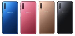 Samsung Galaxy A7 2018 1 696x335 سامسونگ گوشی میانرده خود یعنی گلکسی (2018) A7 با سه دوربین عقب و صفحه نمایش AMOLED را معرفی کرد