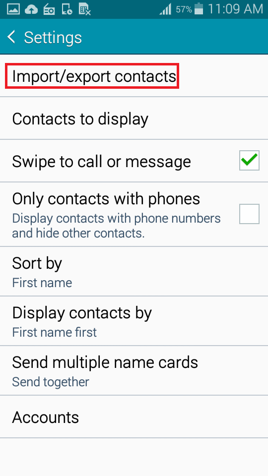 Tap Import/Export contacts-انتقال مخاطبین از سیم کارت به گوشی سامسونگ