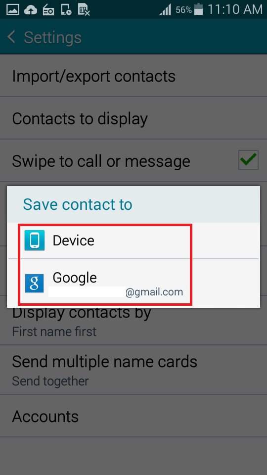 Select where to save the contacts to (device or a linked account)-انتقال مخاطبین از سیم کارت به گوشی سامسونگ