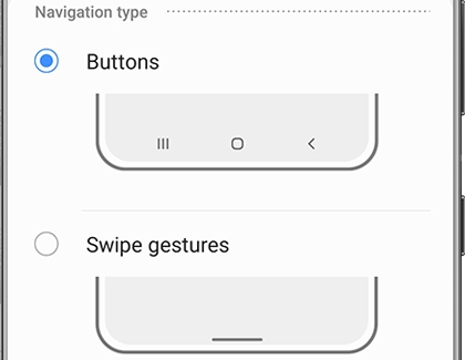 Buttons chosen for Navigation type on a Galaxy phone